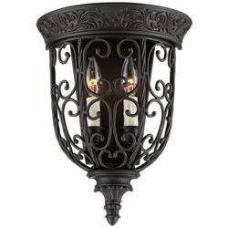 Franklin Iron Works French Scroll 14 1/4&quot; Rubbed Bronze Wall Sconce