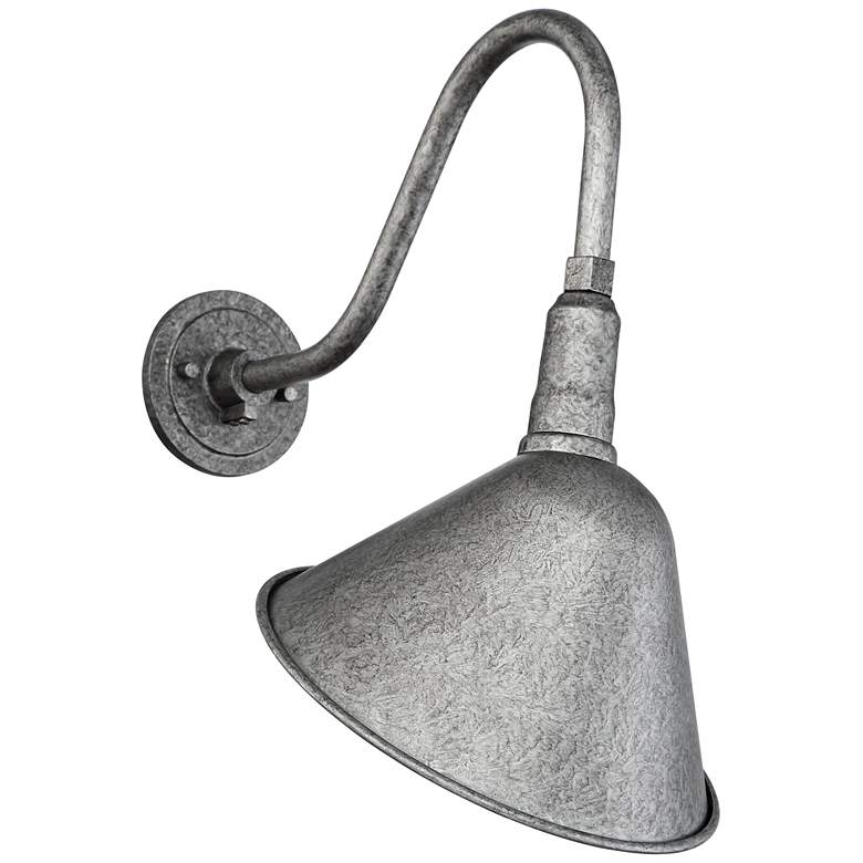 Image 1 Franklin Iron Works Galvanized 18" High RLM Barn Light Wall Sconce