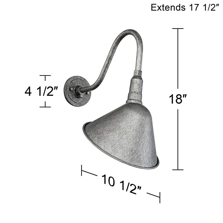 Image 6 Franklin Iron Works Galvanized 18" High RLM Barn Light Wall Sconce more views