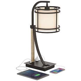 Image3 of Franklin Iron Works Gentry 25" Bronze Mission Outlet and USB Desk Lamp more views