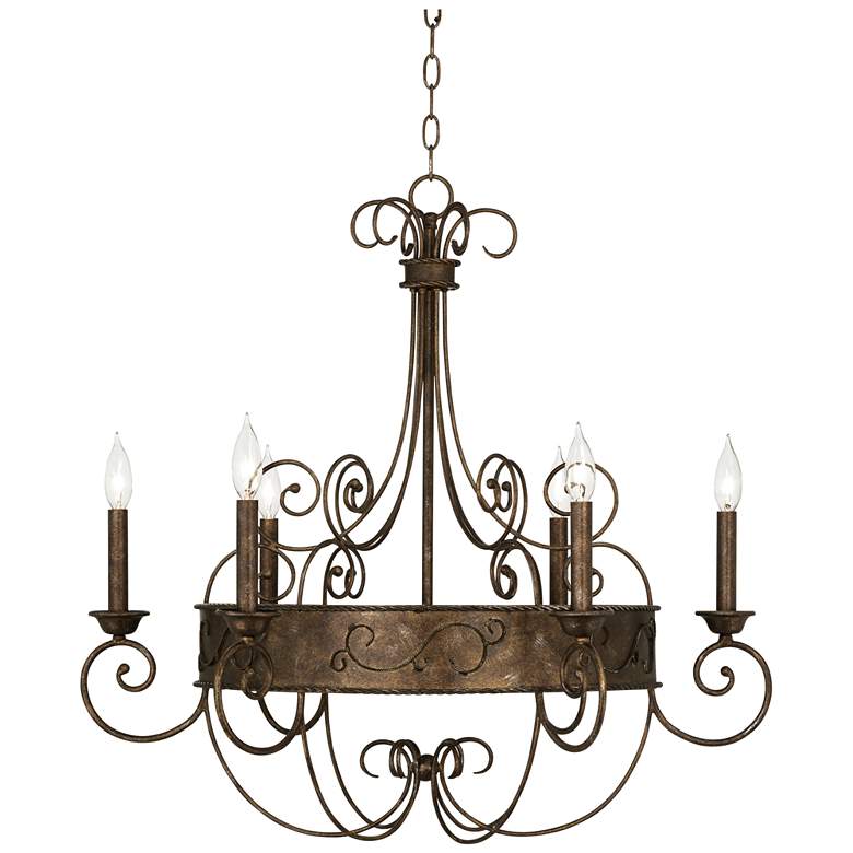 Image 3 Franklin Iron Works Geralt 30" Wide Rust Candelabra Chandelier