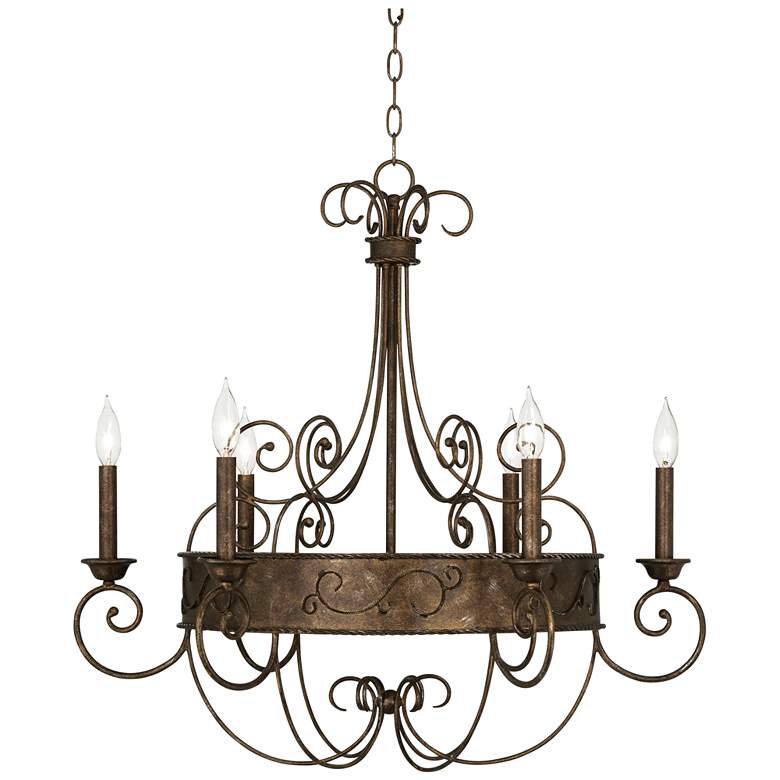 Image 3 Franklin Iron Works Geralt 30 inch Wide Rust Candelabra Chandelier