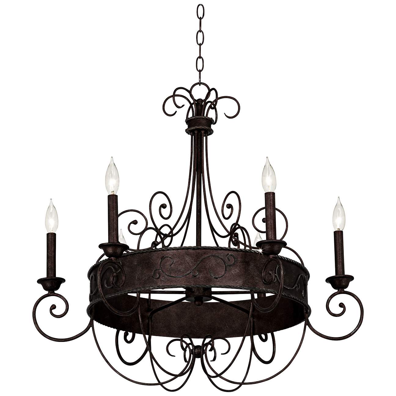 Franklin Iron Works 30 Wide Rust Candelabra Chandelier