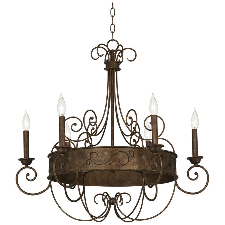 Image 6 Franklin Iron Works Geralt 30 inch Wide Rust Candelabra Chandelier more views