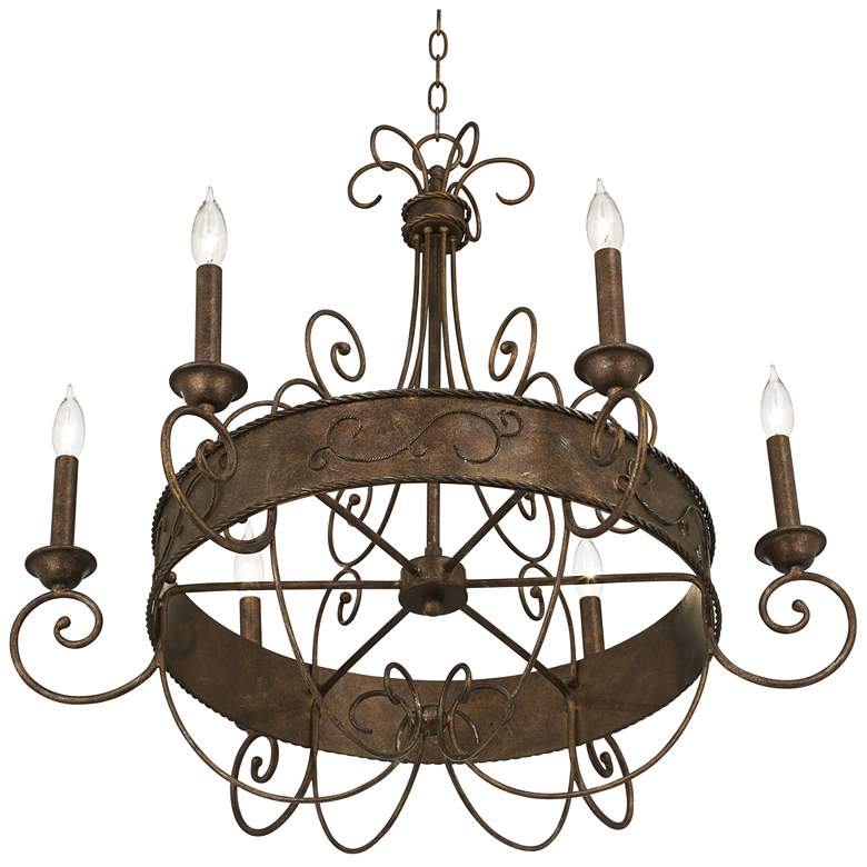 Image 7 Franklin Iron Works Geralt 30" Wide Rust Candelabra Chandelier more views