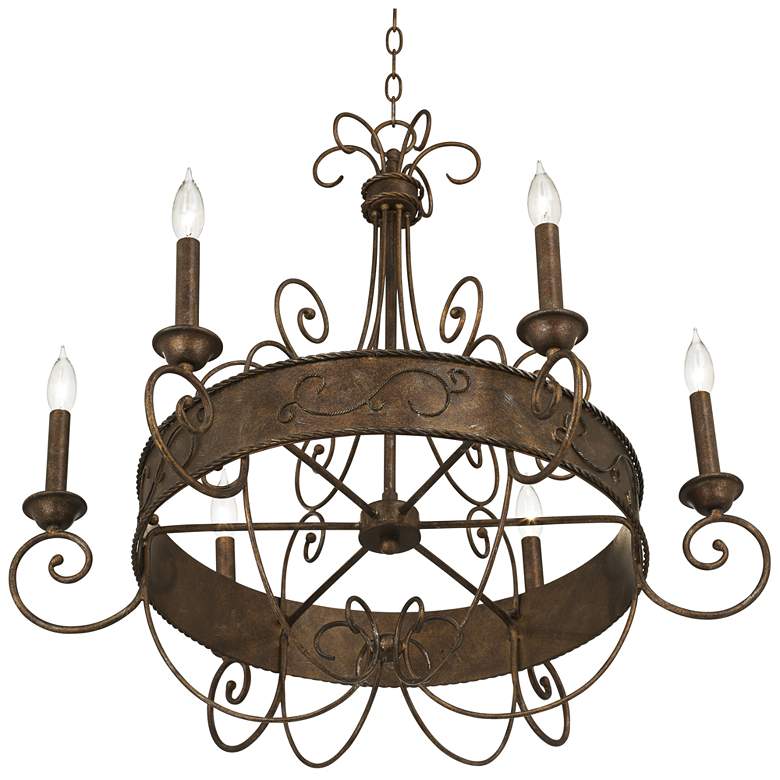 Image 7 Franklin Iron Works Geralt 30 inch Wide Rust Candelabra Chandelier more views