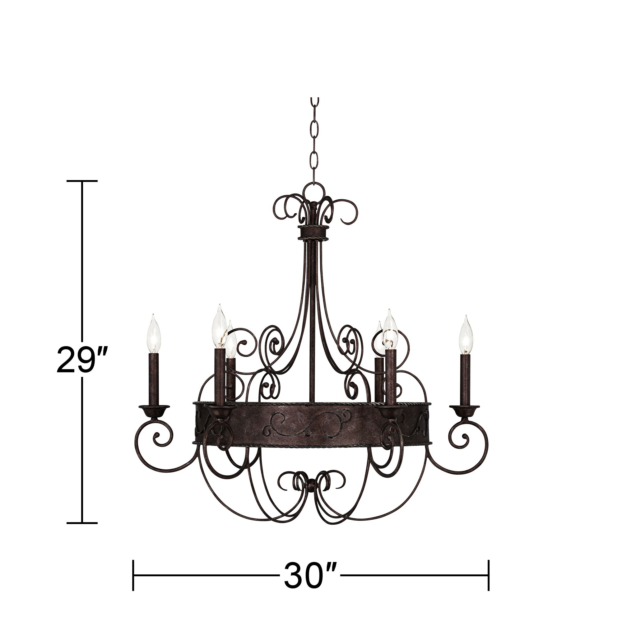 Franklin Iron Works Geralt 30" Wide Rust Candelabra Chandelier in scene