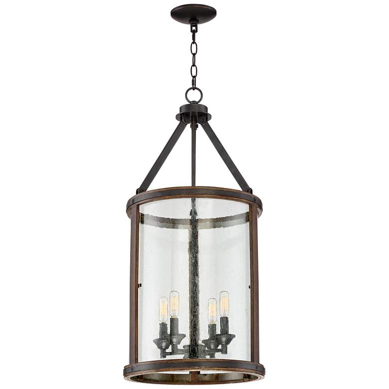 Image 3 Franklin Iron Works Gorham 16 inch Wood and Metal 4-Light Lantern Pendant