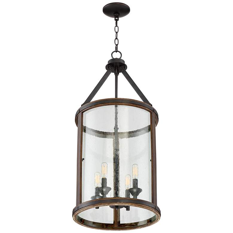 Image 7 Franklin Iron Works Gorham 16" Wood and Metal 4-Light Lantern Pendant more views