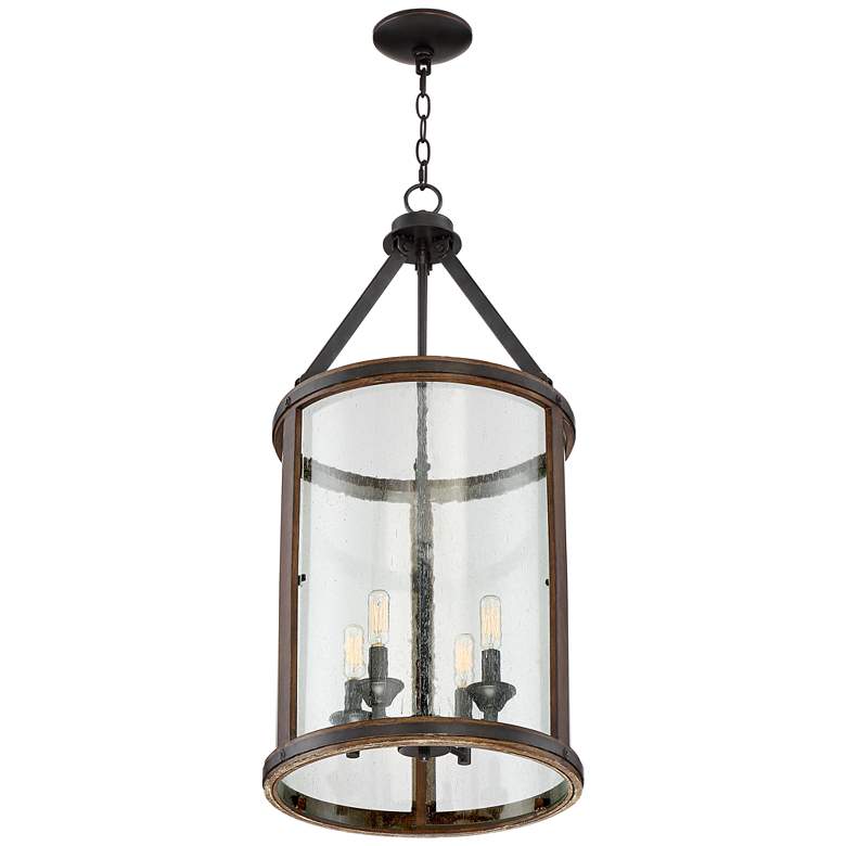 Image 7 Franklin Iron Works Gorham 16 inch Wood and Metal 4-Light Lantern Pendant more views