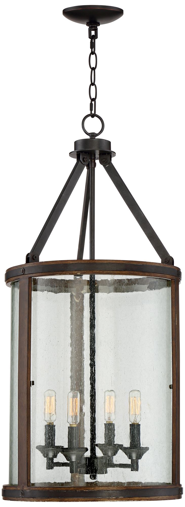 Franklin Iron Works Gorham 16" Wood and Metal 4-Light Lantern Pendant in scene
