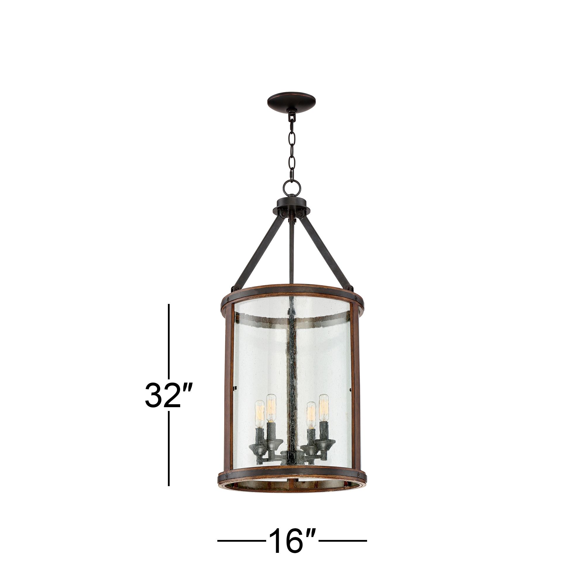 Franklin Iron Works Gorham 16" Wood and Metal 4-Light Lantern Pendant in scene
