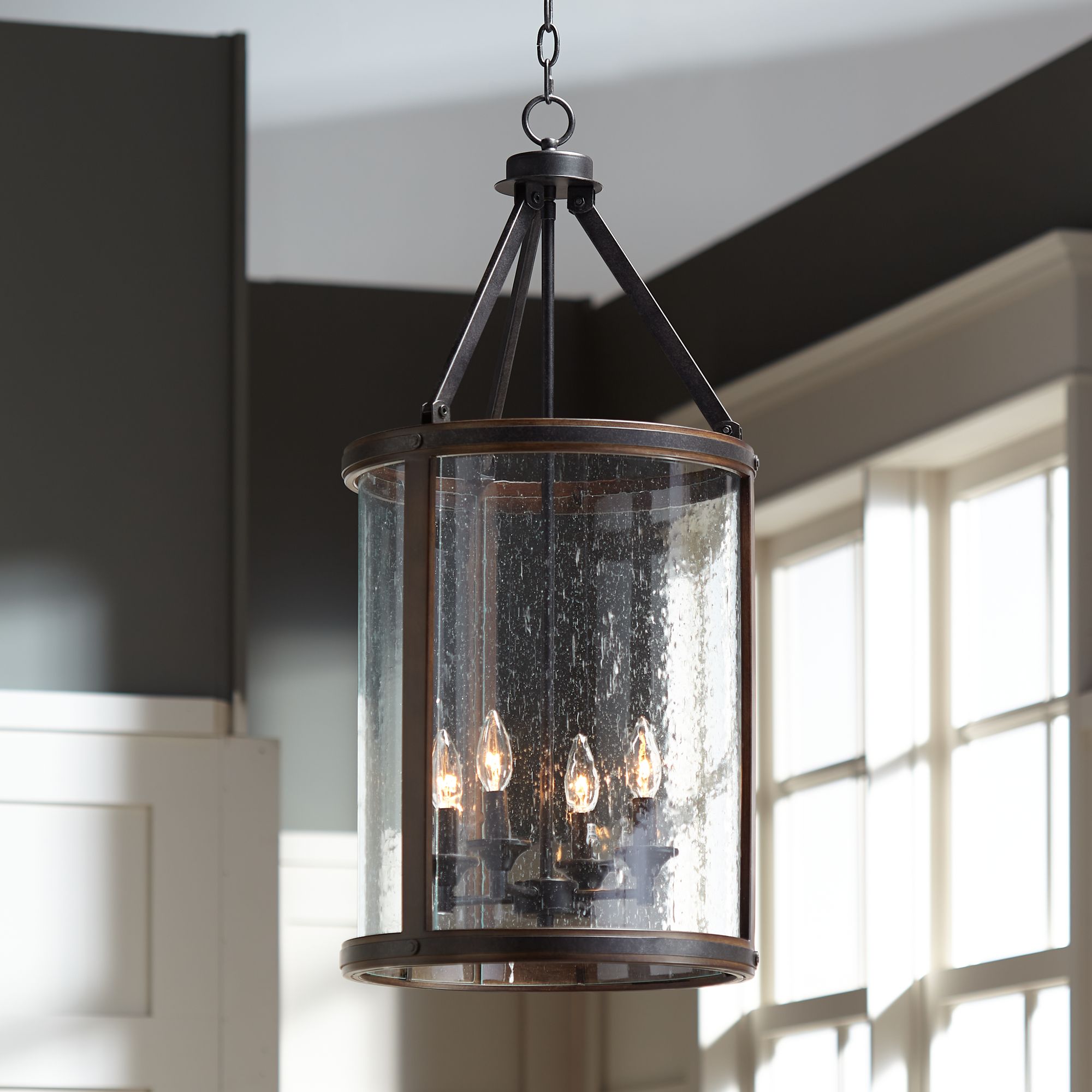 Wood hot sale lantern pendant