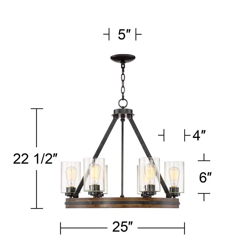 Image 6 Franklin Iron Works Gorham 25" Wide 6-Light Wagon Wheel Chandelier more views
