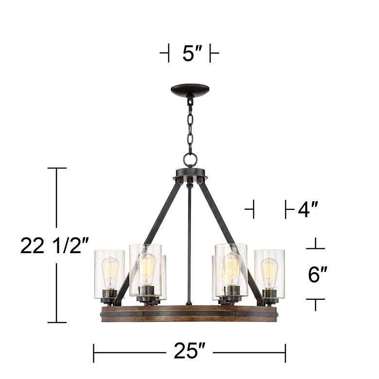 Image 6 Franklin Iron Works Gorham 25 inch Wide 6-Light Wagon Wheel Chandelier more views