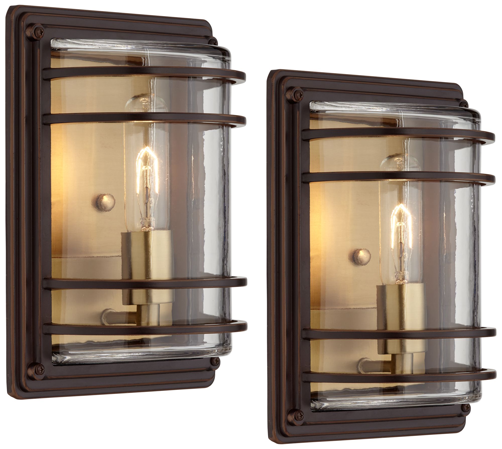 Franklin Iron Works Habitat 11"H Bronze Outdoor Wall Lights Set of 2