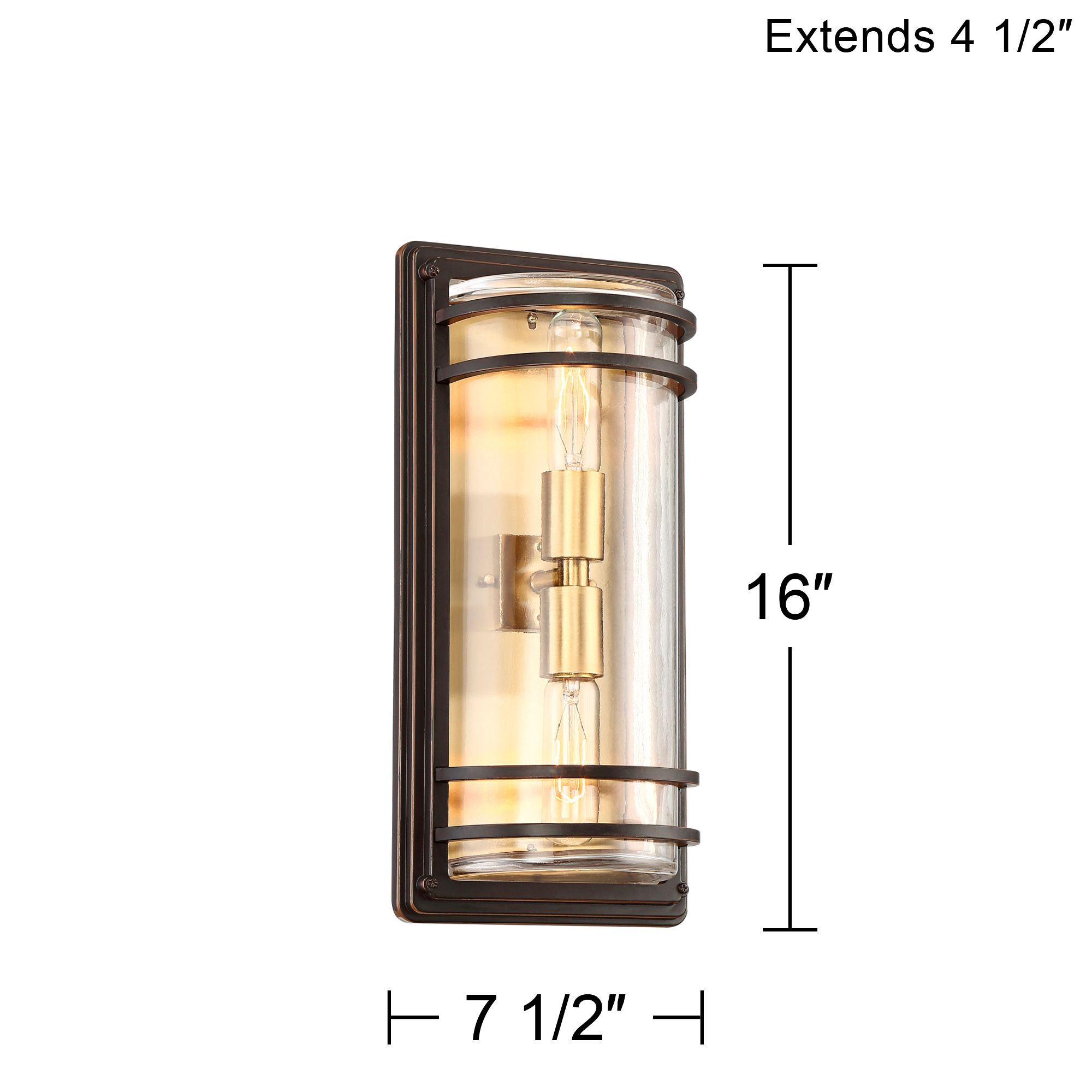 Franklin Iron Works Habitat 16" Bronze and Brass Outdoor Wall Light