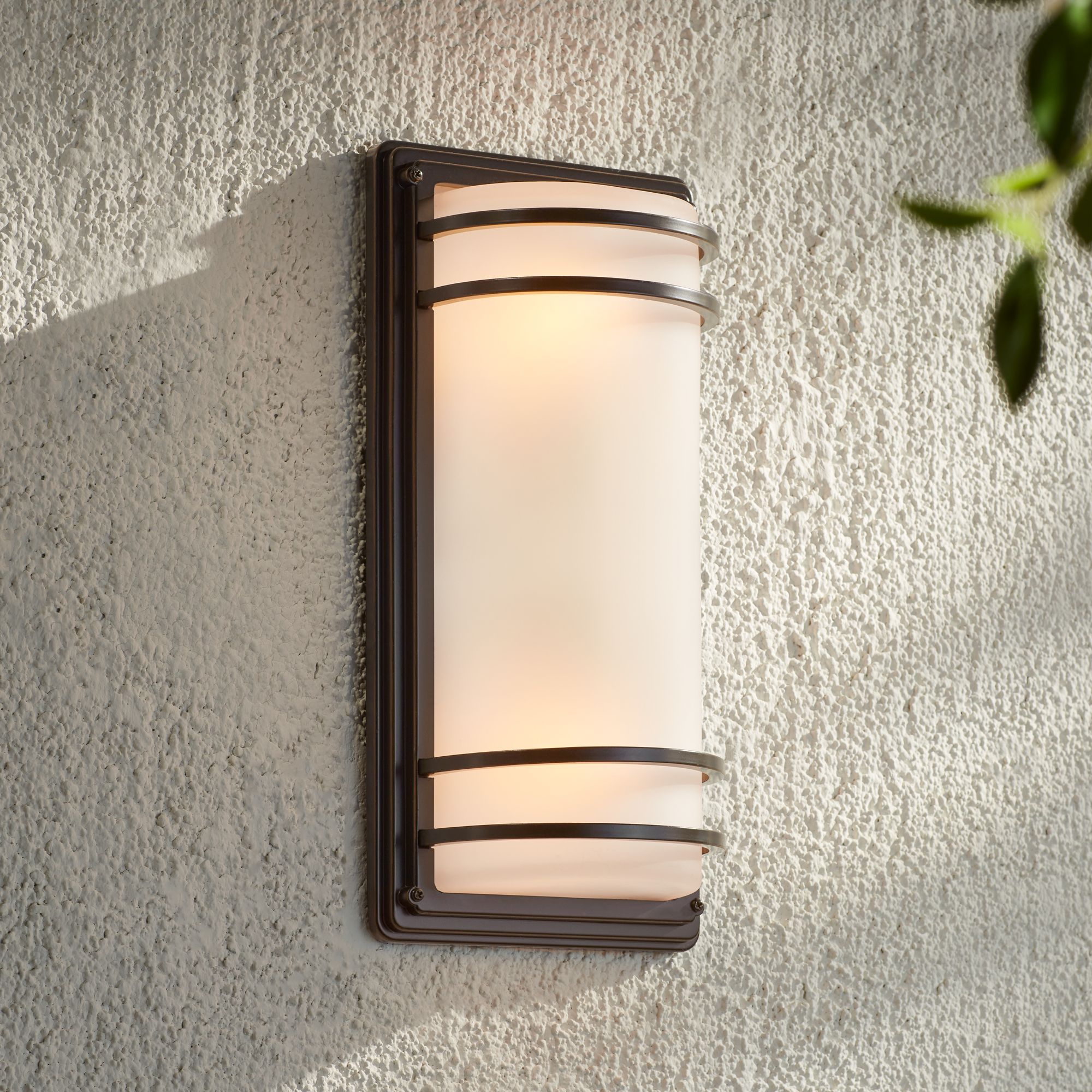 Image 6 Franklin Iron Works Habitat 16" Bronze/Opal Glass Outdoor Wall Light more views