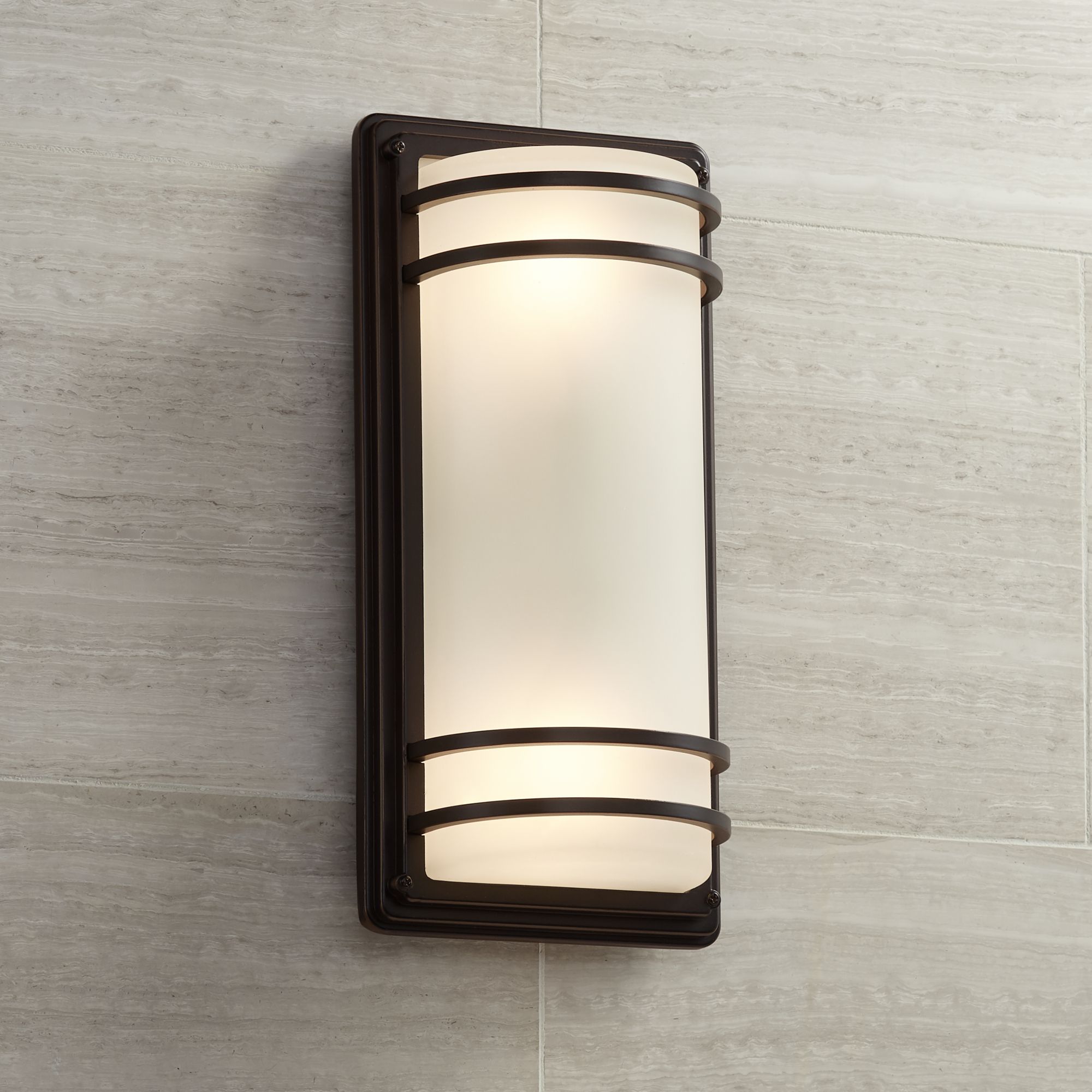 Image 7 Franklin Iron Works Habitat 16" Bronze/Opal Glass Outdoor Wall Light more views