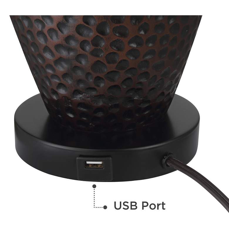 Image 5 Franklin Iron Works Hammered Bronze USB Table Lamps with Acrylic Risers more views