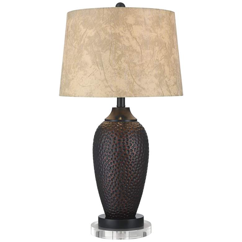 Image 6 Franklin Iron Works Hammered Bronze USB Table Lamps with Acrylic Risers more views
