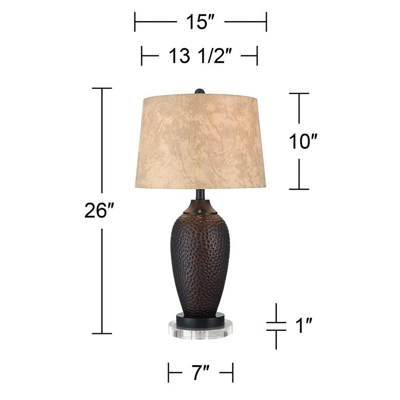 Image 7 Franklin Iron Works Hammered Bronze USB Table Lamps with Acrylic Risers more views