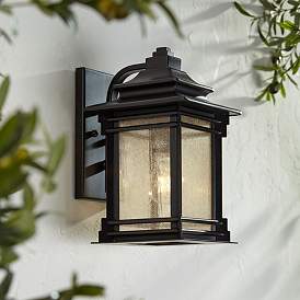 Image1 of Franklin Iron Works Hickory Point 12" Walnut Bronze Outdoor Wall Light