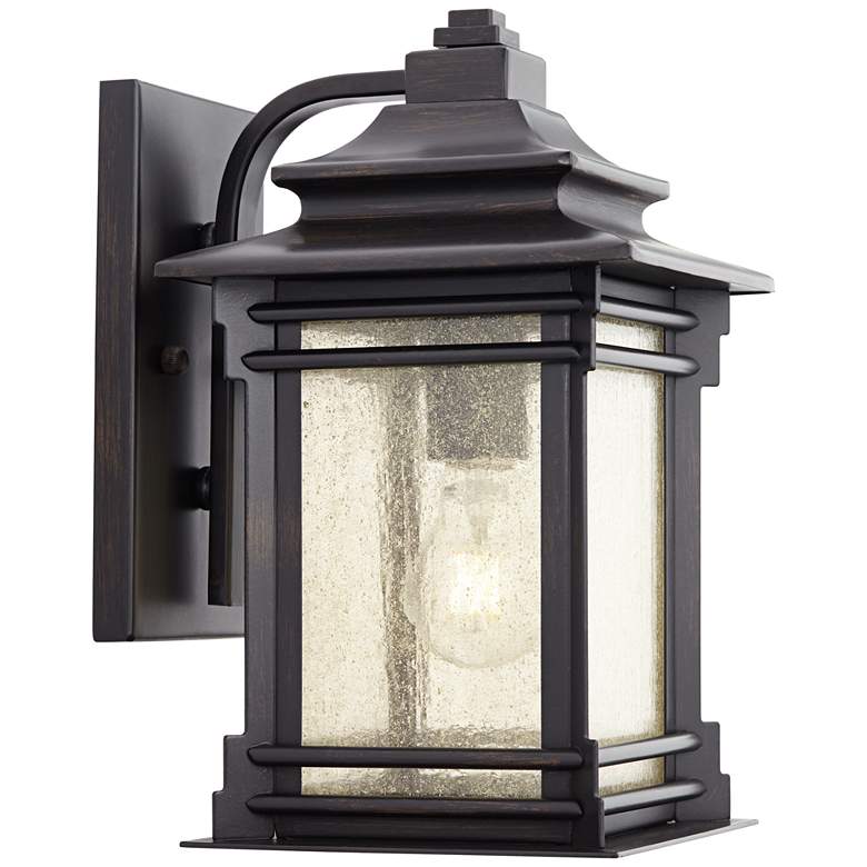 Image 7 Franklin Iron Works Hickory Point 12" Walnut Bronze Outdoor Wall Light more views