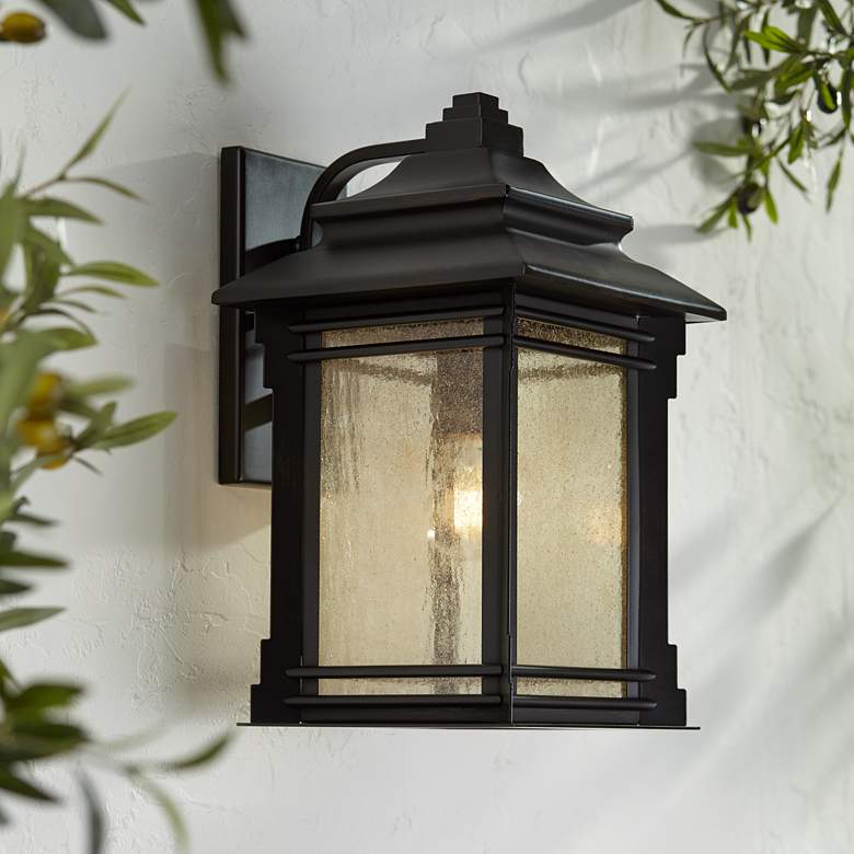 Image 1 Franklin Iron Works Hickory Point 16" High Bronze Outdoor Wall Light