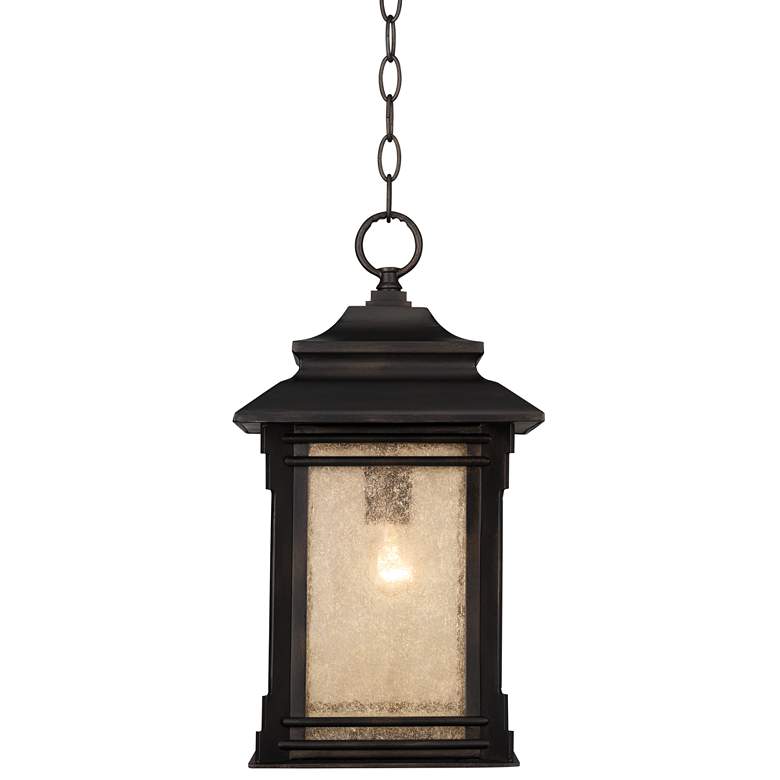 Image 2 Franklin Iron Works Hickory Point 19 1/4" Bronze Outdoor Hanging Light