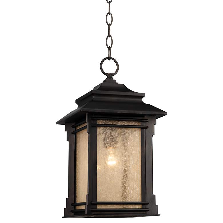 Image 4 Franklin Iron Works Hickory Point 19 1/4" Bronze Outdoor Hanging Light more views