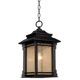 Image5 of Franklin Iron Works Hickory Point 19 1/4" Bronze Outdoor Hanging Light more views