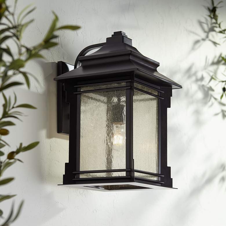 Image 1 Franklin Iron Works Hickory Point 19" High Bronze Outdoor Wall Light