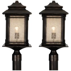 Franklin Iron Works Hickory Point 21 1/2" Outdoor Post Lights Set of 2
