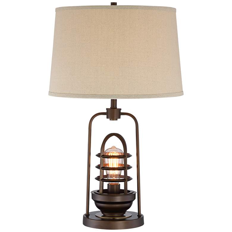Image 6 Franklin Iron Works Hobie Bronze Rustic Industrial Night Light Table Lamp more views
