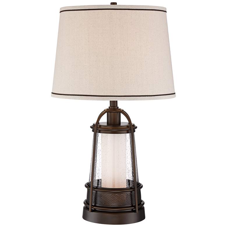 Image 6 Franklin Iron Works Hugh Bronze Lantern Night Light Table Lamp with Dimmer more views