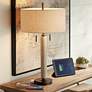 2_Franklin Iron Works Hugo 28 1/2" Rustic Modern Wood USB Table Lamp