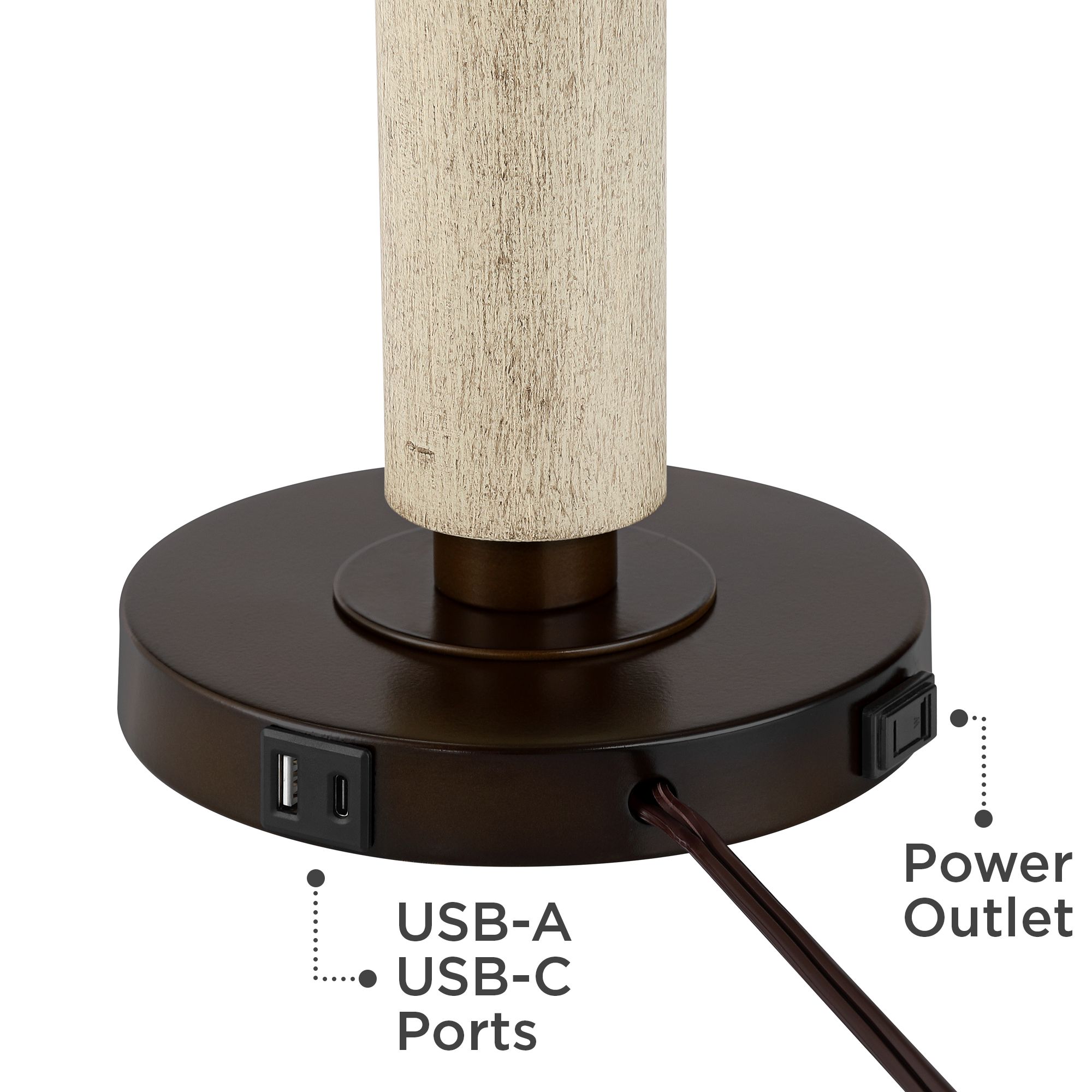 Franklin Iron Works Hugo 28 1/2" Rustic Modern Wood USB Table Lamp in scene