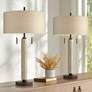 2_Franklin Iron Works Hugo 28 1/2" Wood Column USB Lamps Set of 2