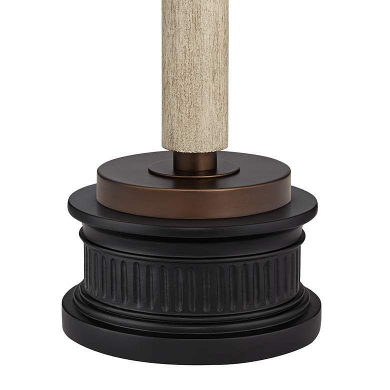 Image 6 Franklin Iron Works Hugo Wood Column USB Table Lamp with Black Round Riser more views