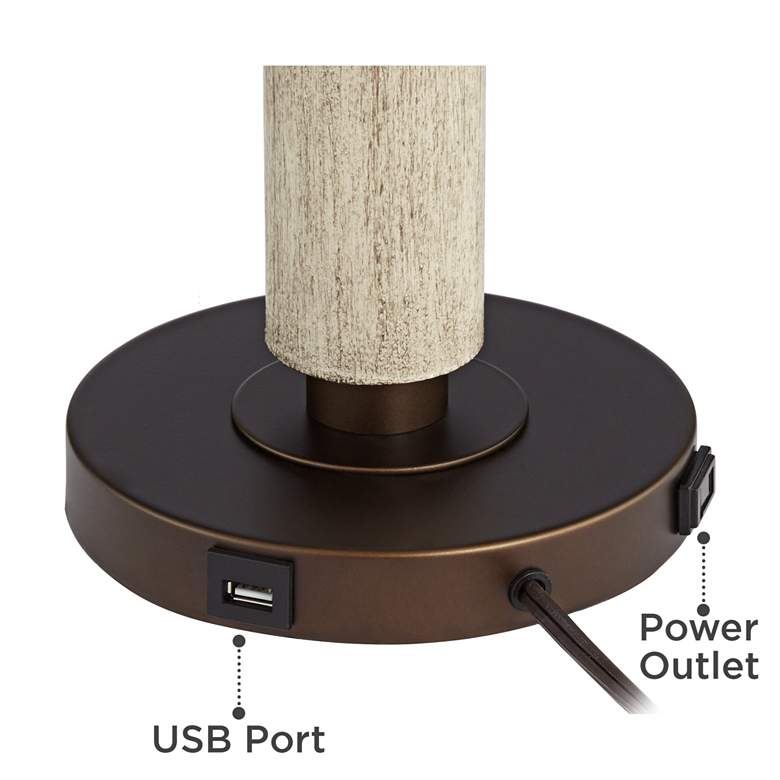 Image 6 Franklin Iron Works Hugo Wood Column USB Table Lamp with Dimmer more views