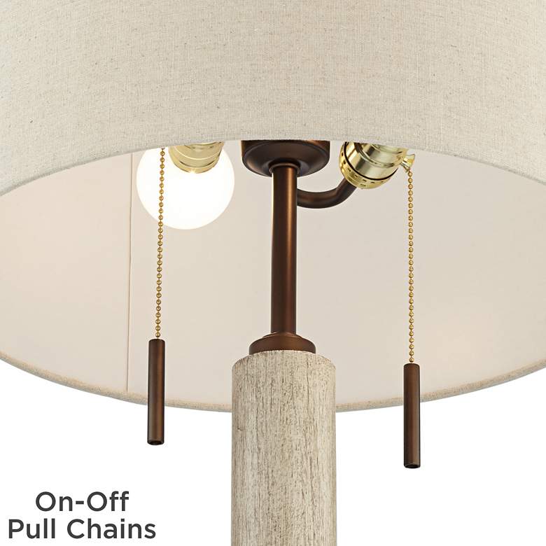 Image 7 Franklin Iron Works Hugo Wood Column USB Table Lamp with Dimmer more views