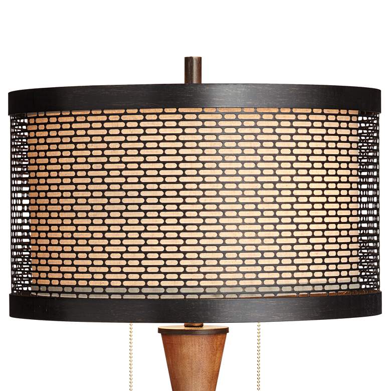 Image 5 Franklin Iron Works Hunter 29 3/4" Bronze and Cherry Wood Table Lamp more views
