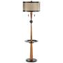 Franklin Iron Works Hunter 64 3/4" Tray Table and USB Floor Lamp