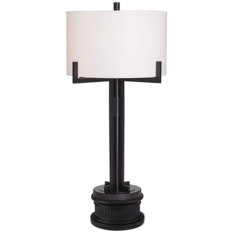Image 1 Franklin Iron Works Idira 35 3/4 inch Industrial Table Lamp with Riser