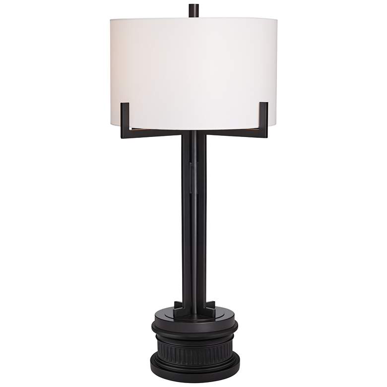 Image 1 Franklin Iron Works Idira 35 3/4" Industrial Table Lamp with Riser