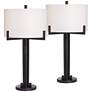 Franklin Iron Works Idira Black Industrial Modern Table Lamps Set of 2