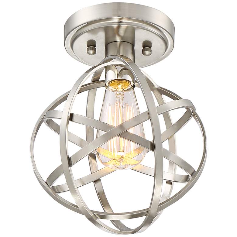 Image 5 Franklin Iron Works Industrial Atom 8 inch Nickel LED Ceiling Light more views