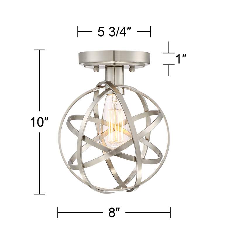 Image 7 Franklin Iron Works Industrial Atom 8 inch Nickel LED Ceiling Light more views