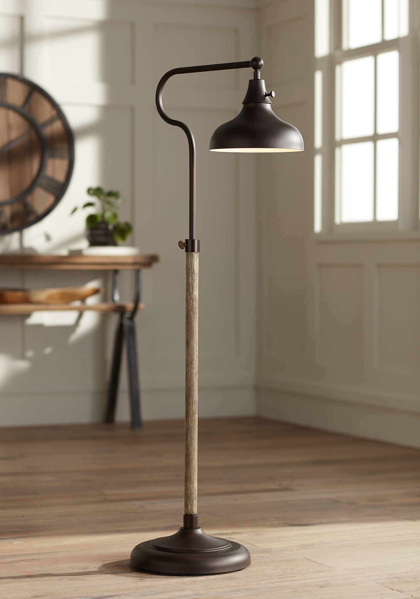 Watch A Video About the Ferris Bronze Adjustable Industrial Downbridge Pharmacy Floor Lamp